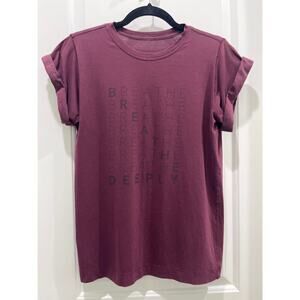 Lululemon “Breathe Deeply” Garnet Burgundy Roll Around Tee Shirt Sz 6